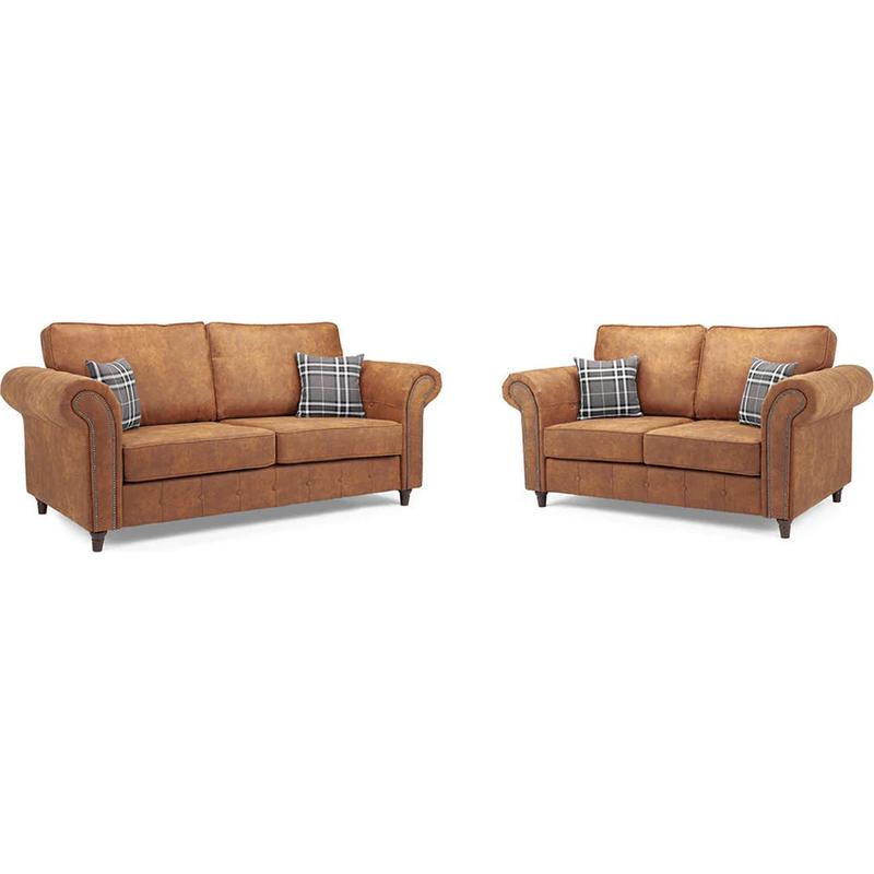 Oakland Leather Sofa 3+2 Seater Tan