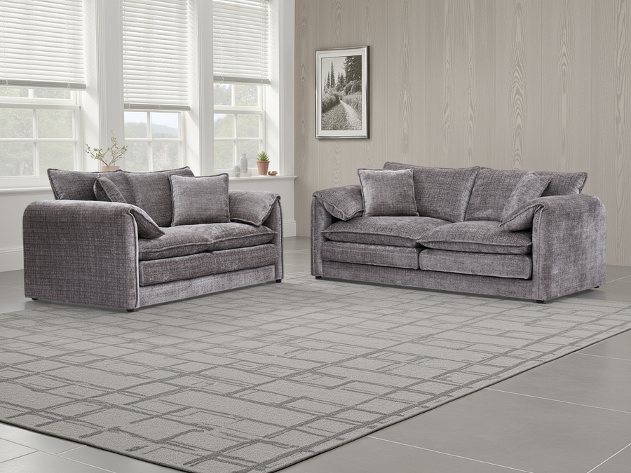 Hartfield Grey Chenille 3+2 Seater Sofa Set