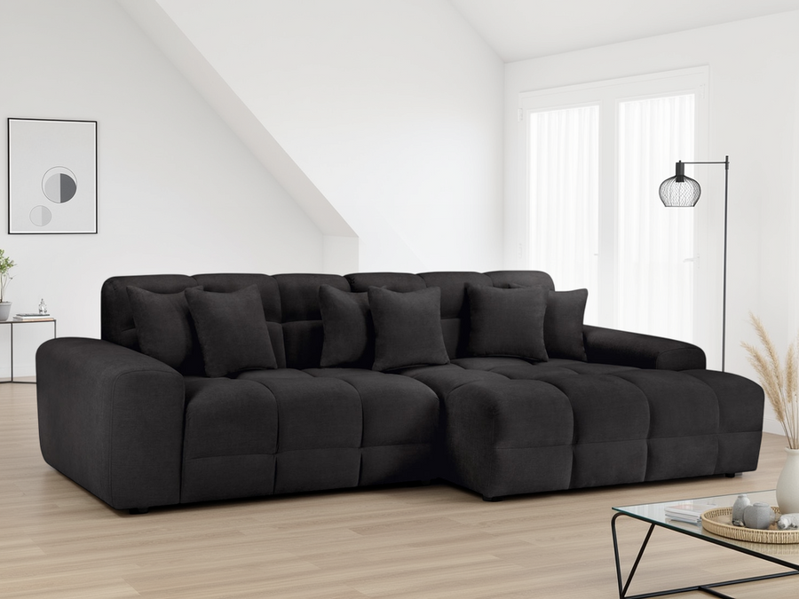 Bamburgh Black Quilted Right Hand Facing Corner Sofa