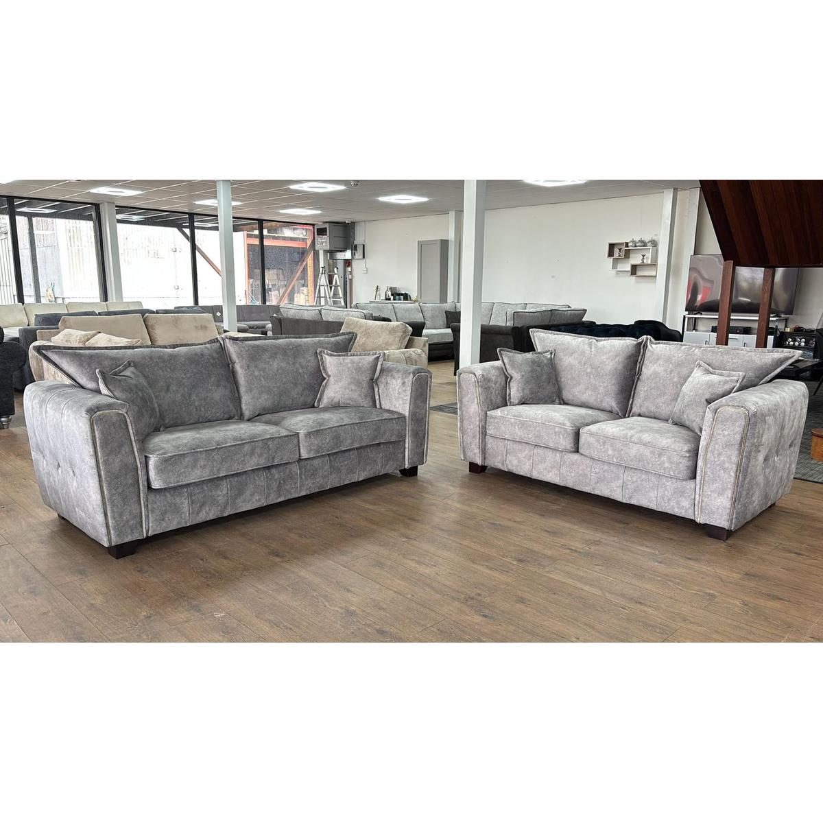 Serena 3+2 Seater Sofa Set In Grey
