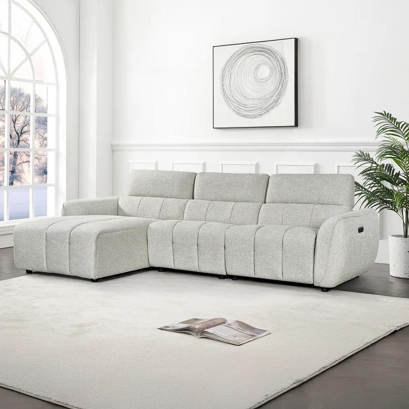 Turin Electric Recliner Sofa Silver Left Hand Corner