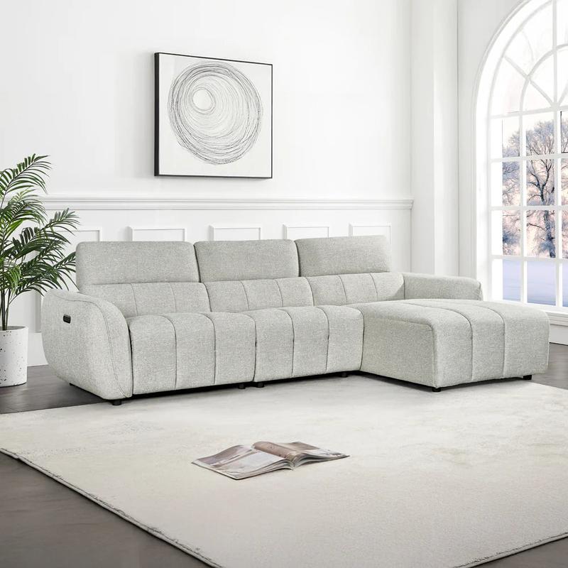 Turin Electric Recliner Sofa Silver Right Hand Corner