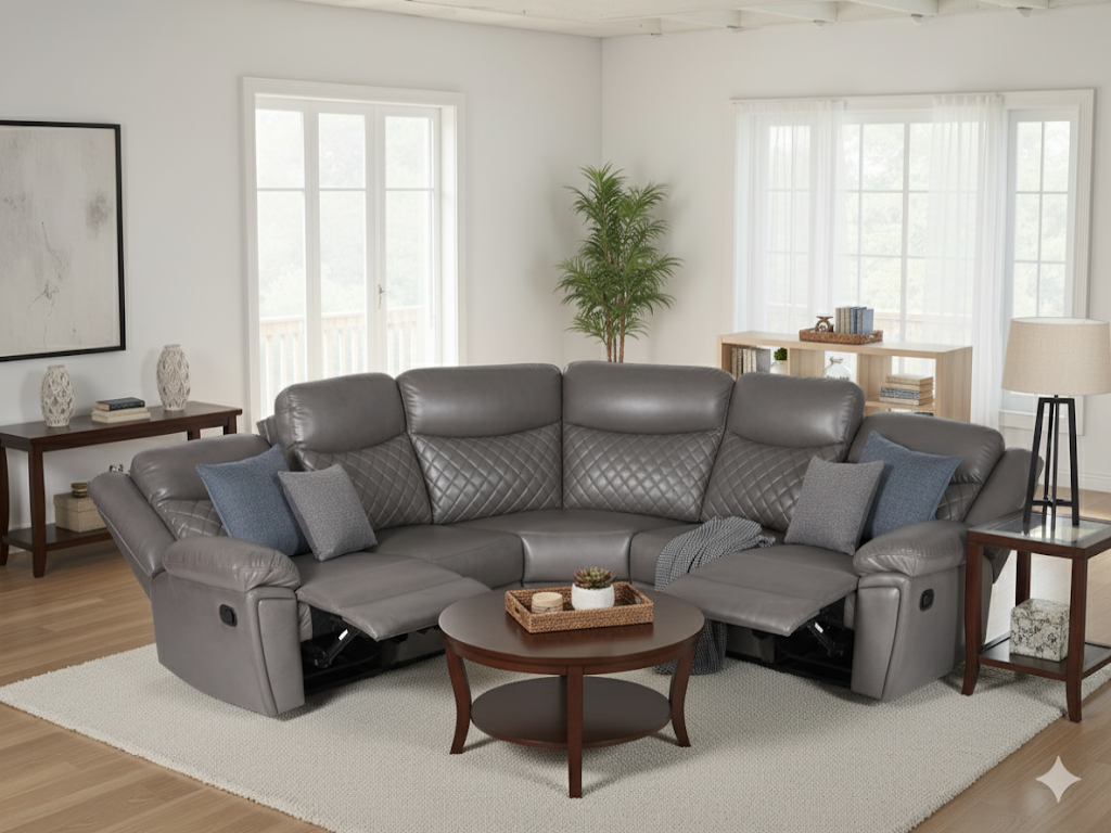 Myra Recliner Sofa Large Corner in Grey