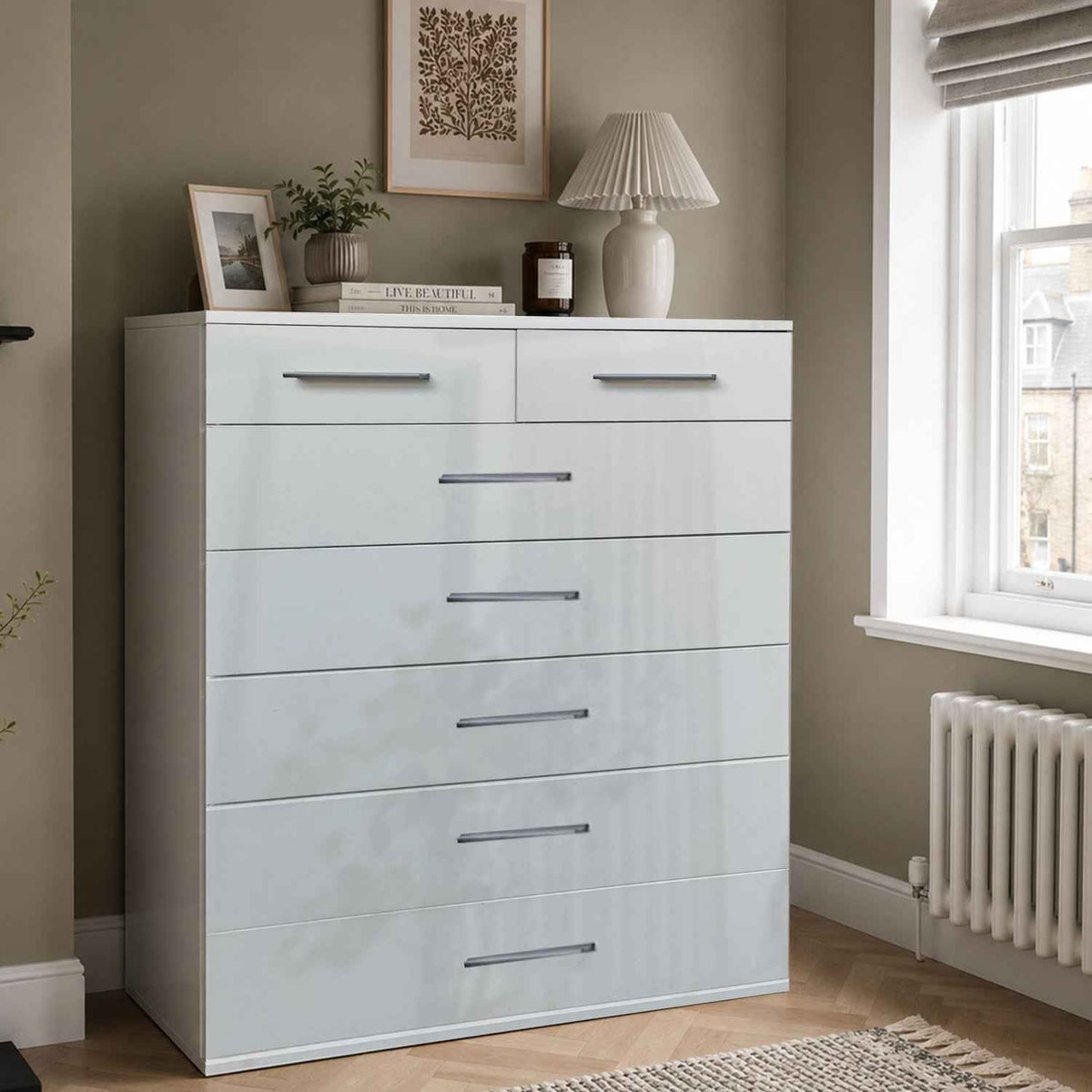 Windsor Gloss White 5 Plus 2 Chest of Drawers