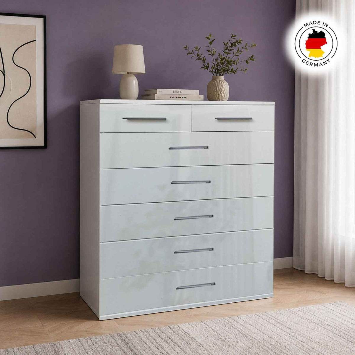 Windsor Gloss White 5 Plus 2 Chest of Drawers