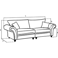 Windsor Fullback Sofa Grey 4 Seater